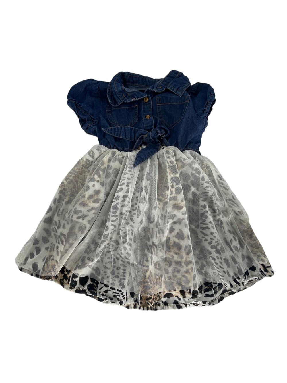 Dollhouse Baby Girls Denim Jean Leopard Print Dress Size 2T Toddler